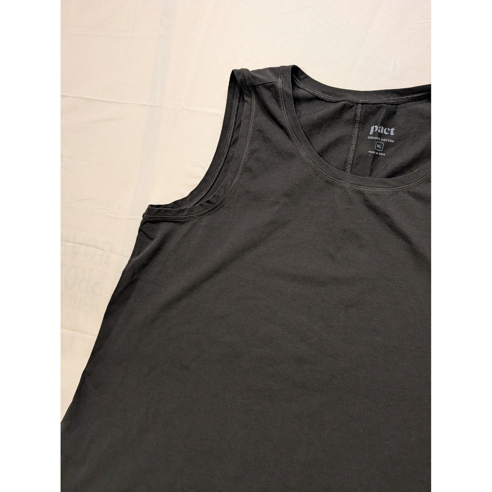 Pact Women XL Organic Cotton Stretch Tank Top Black Scoop Sleeveless Spring - Picture 5 of 12